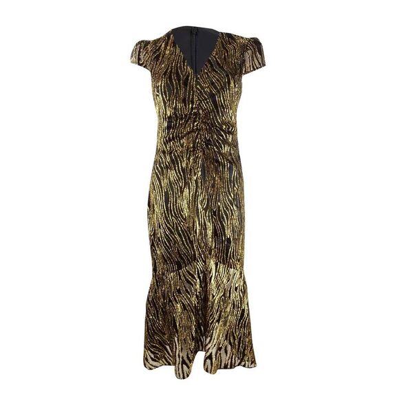Rachel Zoe Dresses & Skirts - Rachel Zoe Women's Goldie Lurex Velvet Burnout Midi Dress - Black/Gold